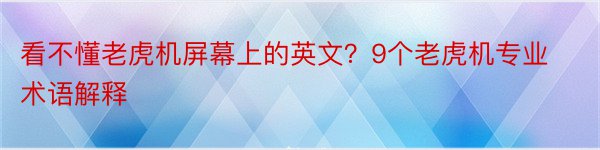 看不懂老虎机屏幕上的英文？9个老虎机专业术语解释