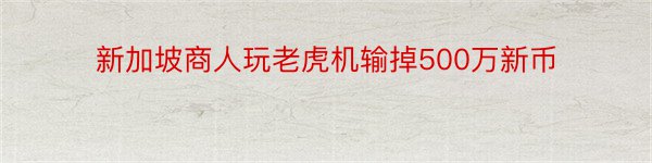 新加坡商人玩老虎机输掉500万新币