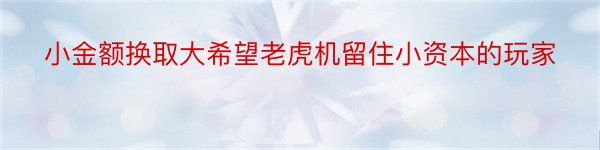 小金额换取大希望老虎机留住小资本的玩家