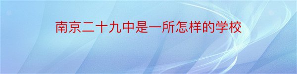 南京二十九中是一所怎样的学校