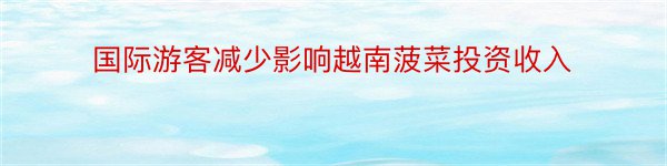 国际游客减少影响越南菠菜投资收入