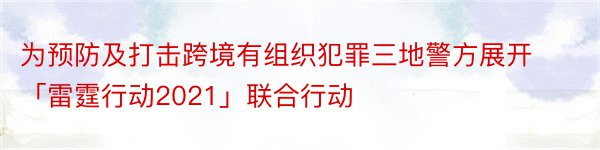 为预防及打击跨境有组织犯罪三地警方展开「雷霆行动2021」联合行动